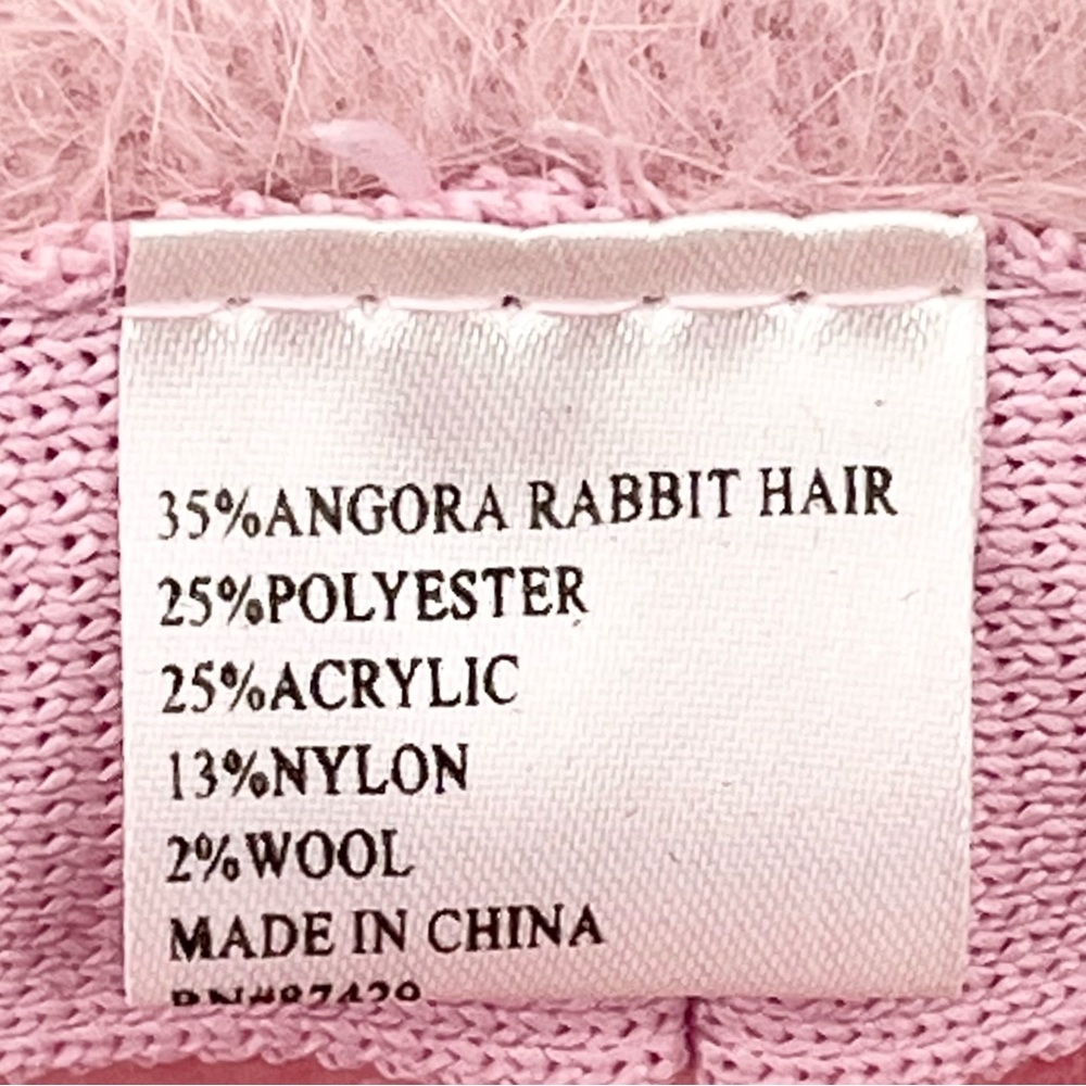 Soft Pink Angora Rabbit Hair Blend Bucket Hat - Picture 7 of 7